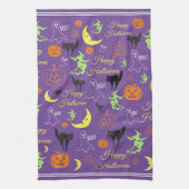 Colorful Happy Halloween Pattern Paars Theedoek (Verticaal)