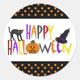 Colorful Happy Halloween Ronde Sticker