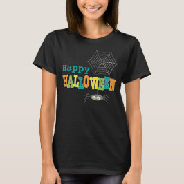 Colorful Happy Halloween Spider Web T-shirt