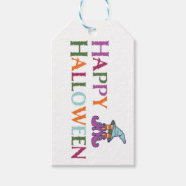 Colorful Happy Halloween Witch Treat Tags Cadeaulabel