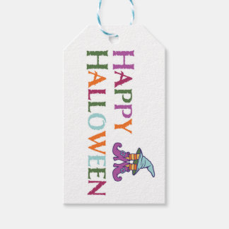 Colorful Happy Halloween Witch Treat Tags Cadeaulabel