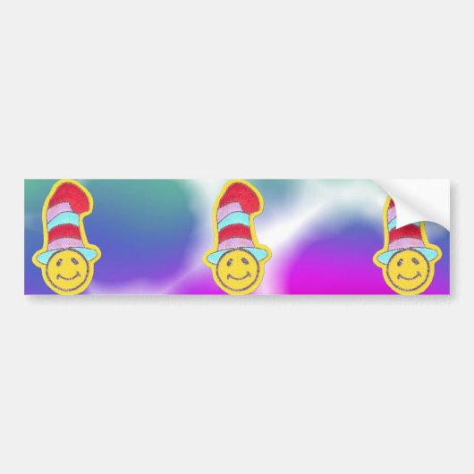 Colorful Happy Hippie Face Bumpersticker (Voorkant)