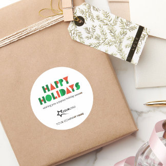 Colorful Happy Holidays Custom Logo Business Ronde Sticker