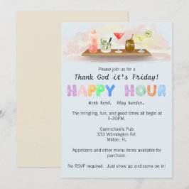 Colorful Happy Hour Uitnodiging