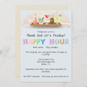 Colorful Happy Hour Uitnodiging