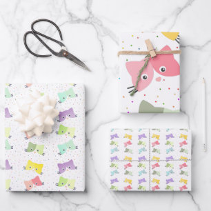 Colorful Happy Kittens-patroon Inpakpapier Vel