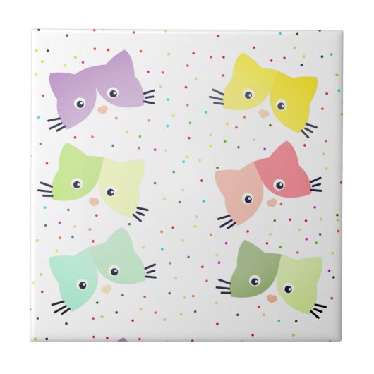Colorful Happy Kittens-patroon Tegeltje (Voorkant)