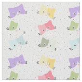Colorful Happy KIttens Pattern Fabric Stof (Close Up)