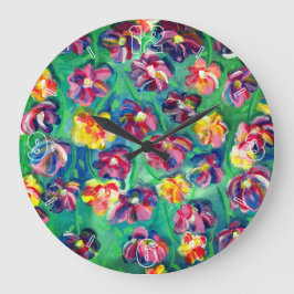 Colorful Happy Little Flowers Original Artwork Grote Klok