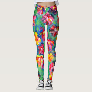Colorful Happy Little Flowers Original Artwork Leggings