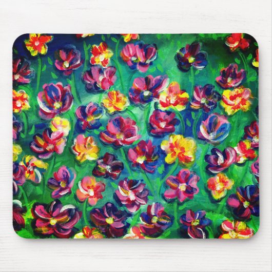 Colorful Happy Little Flowers Original Artwork Muismat (Voorkant)