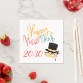 Colorful Happy New Year partijmasker en pet 2018 Servetten (Insitu)