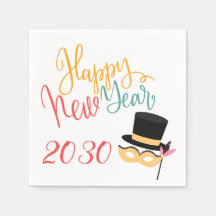 Colorful Happy New Year partijmasker en pet 2018