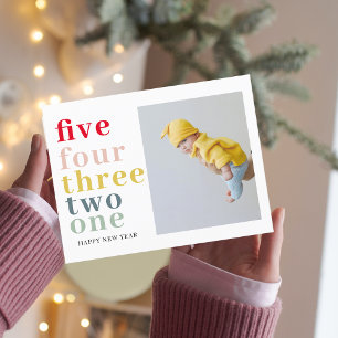 Colorful Happy Nieuwjaar Met foto Briefkaart