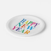 Colorful Happy Nieuwjaar Papieren Bordje (Gekanteld)