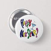 Colorful Happy Nieuwjaar Ronde Button 5,7 Cm (Voorkant /achterkant)