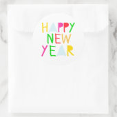 Colorful Happy Nieuwjaar Ronde Sticker (Tas)