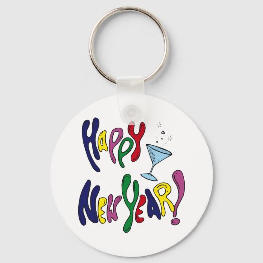 Colorful Happy Nieuwjaar Sleutelhanger (Voorkant)
