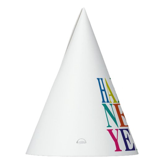 Colorful Happy Nieuwjaar Typografie  Feesthoedjes (Links)