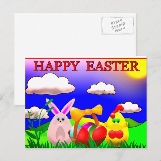 Colorful Happy Paast Holiday Briefkaart (Voorkant / Achterkant)