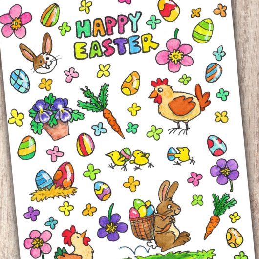 Colorful Happy Pasen Briefkaart