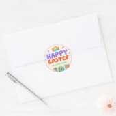 Colorful Happy Pasen Ronde Sticker (Envelop)