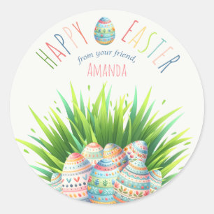 Colorful Happy Pasen Ronde Sticker