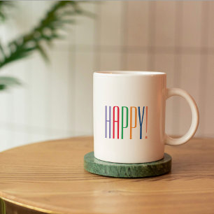 Colorful Happy Quote Coffee-Mok Koffiemok