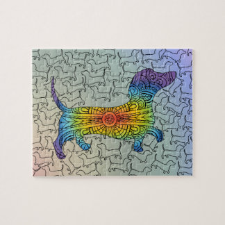 Colorful Happy Rainbow Dachshund Mandala Puzzle Legpuzzel