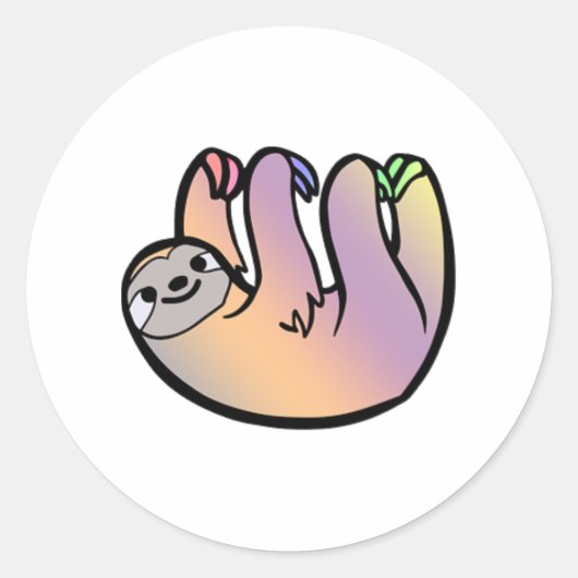 Colorful happy sloth ronde sticker (Voorkant)