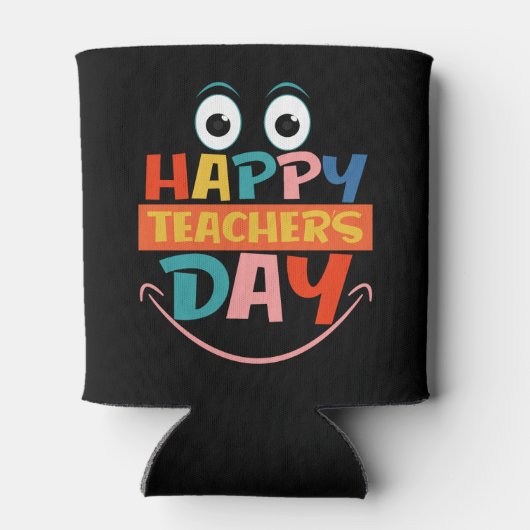 Colorful Happy Teachers Day Funny Face Blikjeskoeler (Achterkant)