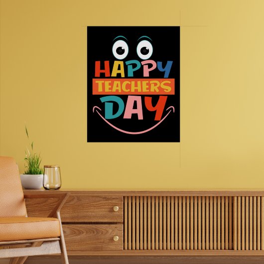 Colorful Happy Teachers Day Funny Face Poster (Woonkamer 2)