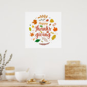 Colorful Happy Thanksgiving-illustraties Poster (Keuken)