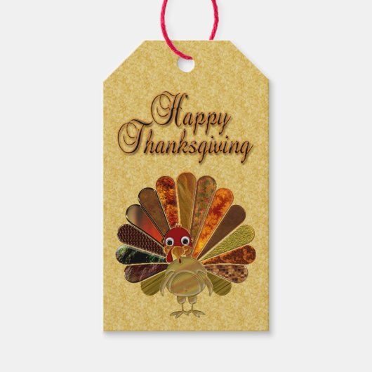 Colorful Happy Thanksgiving Turkije Cadeaulabel (Voorkant)
