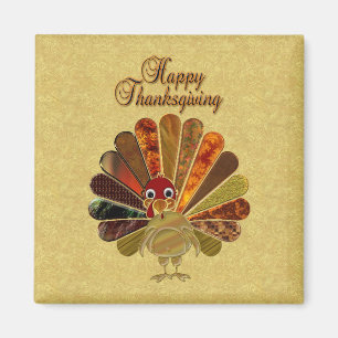 Colorful Happy Thanksgiving Turkije Magneet