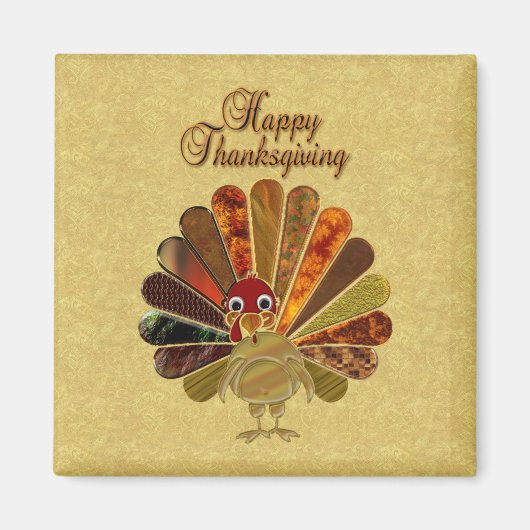 Colorful Happy Thanksgiving Turkije Magneet (Voorkant)