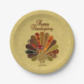 Colorful Happy Thanksgiving Turkije Papieren Bordje (Voorkant)
