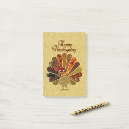 Colorful Happy Thanksgiving Turkije Post-it® Notes (Op bureau)