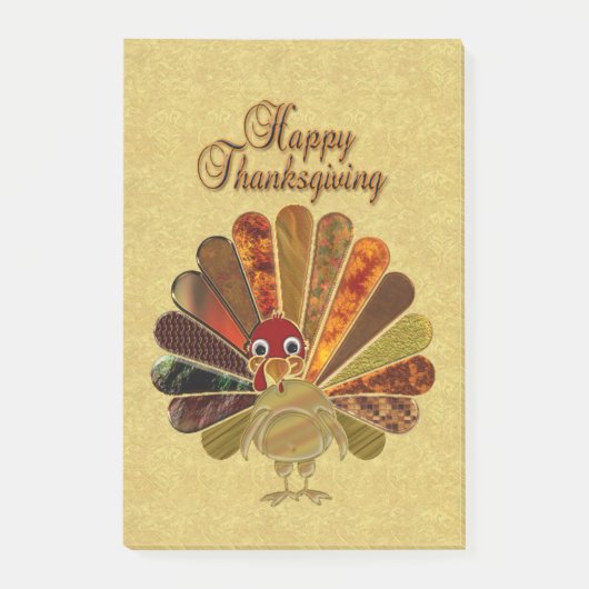 Colorful Happy Thanksgiving Turkije Post-it® Notes (Voorkant)