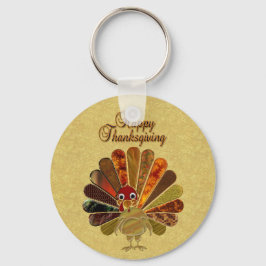 Colorful Happy Thanksgiving Turkije Sleutelhanger