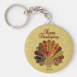 Colorful Happy Thanksgiving Turkije Sleutelhanger
