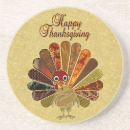 Colorful Happy Thanksgiving Turkije Zandsteen Onderzetter