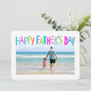 Colorful Happy Vaderdag Lettering-fotokaart Kaart