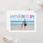 Colorful Happy Vaderdag Lettering-fotokaart Kaart (Voorkant / Achterkant in situ)