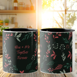 Colorful Happy Valentine's Day Flower Pattern-Mok Tweekleurige Koffiemok