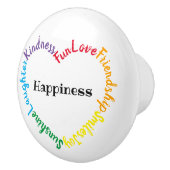 Colorful Happy Words Heart Keramische Knop (Rechts)