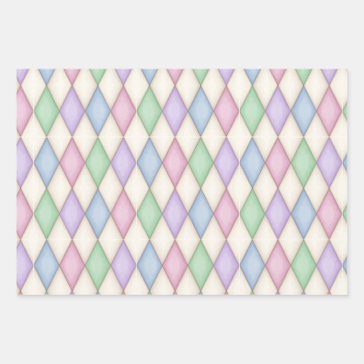Colorful Harlequin Check Medieval Fairytale Inpakpapier Vel (Voorkant 2)