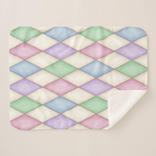 Colorful Harlequin Diamond Check Pattern Sherpa Deken (Voorkant (horizontaal))