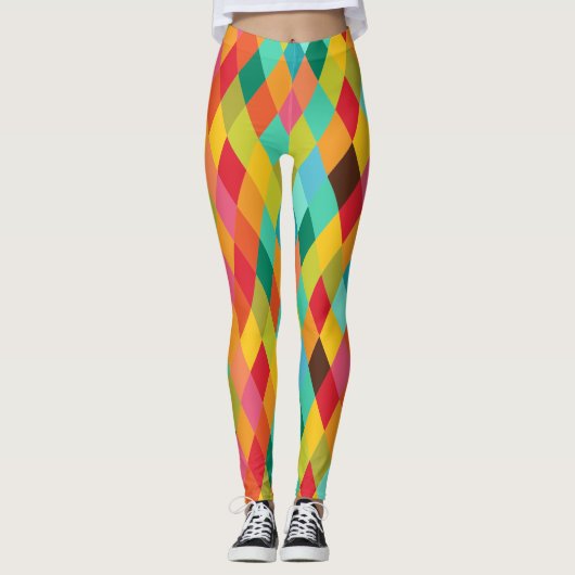 Colorful Harlequin Diamond Pattern-Leggings Leggings (Voorkant)
