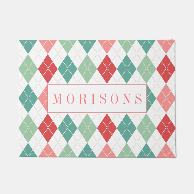 Colorful Harlequin Geometric Pattern Deurmat (Voorkant)